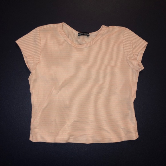 Brandy Melville pink & white stripped cropped tee - Picture 1 of 4